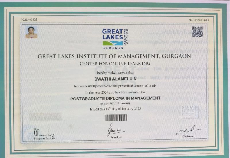 Sample degree certificate