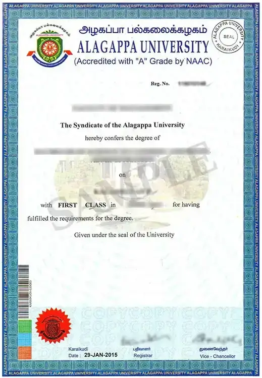 Sample degree certificate