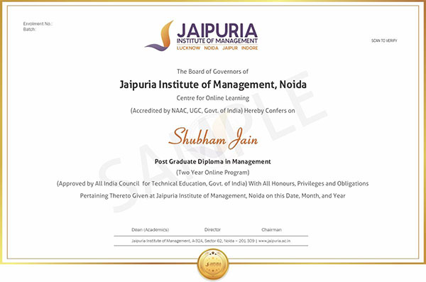 Sample degree certificate
