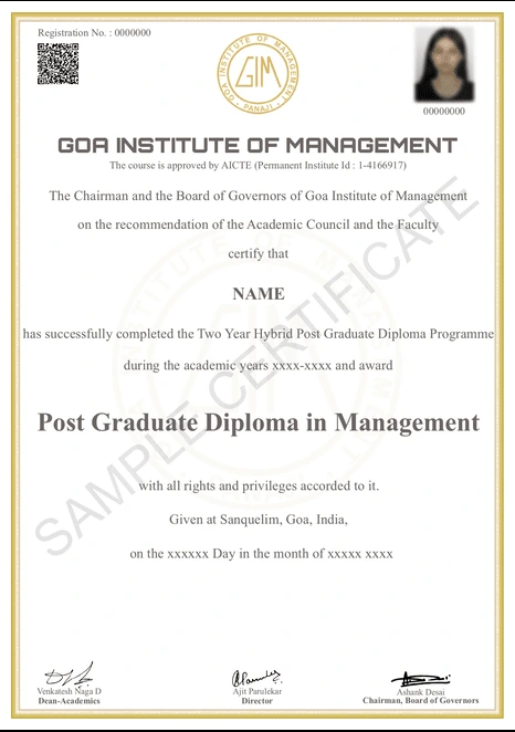 Sample degree certificate